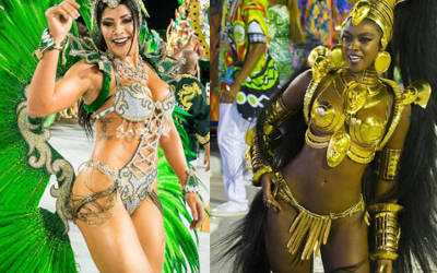 rio hot carnival girls at sambadrome stadium , sexy women in bikini costume 